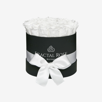 White Preserved roses in round box - Deluxe Round Box collection - Luxury eternal roses