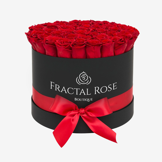 Grand Deluxe Round Box - Luxury Preserved Red Roses - Exquisite Arrangement - Timeless Beauty - Elegant Gift - Fractal Rose Collection