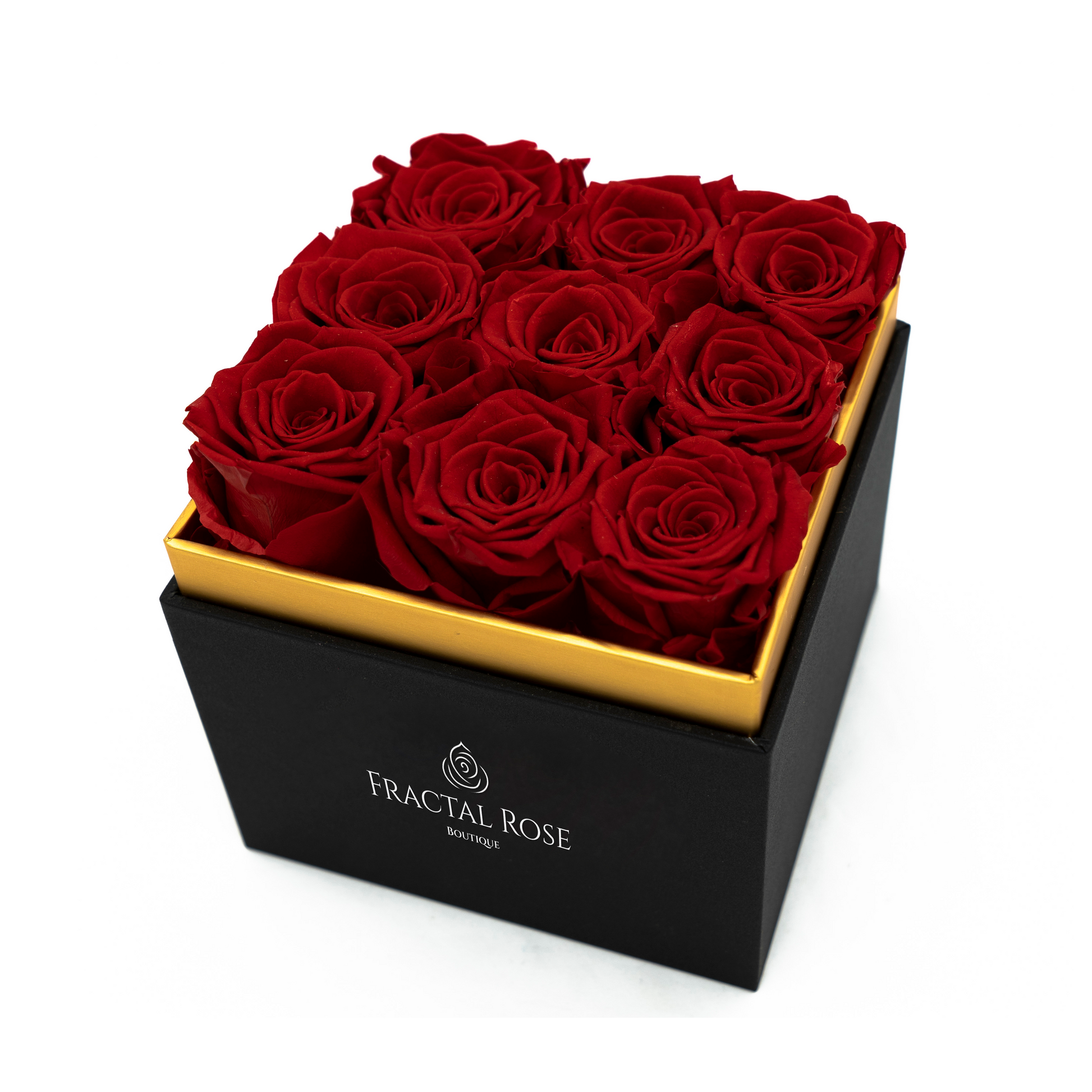 Luxury Preserved Roses - Fractal Box - Square Arrangement - Nine Roses - Exquisite Gift - Lasting Elegance - Fractal Rose Collection