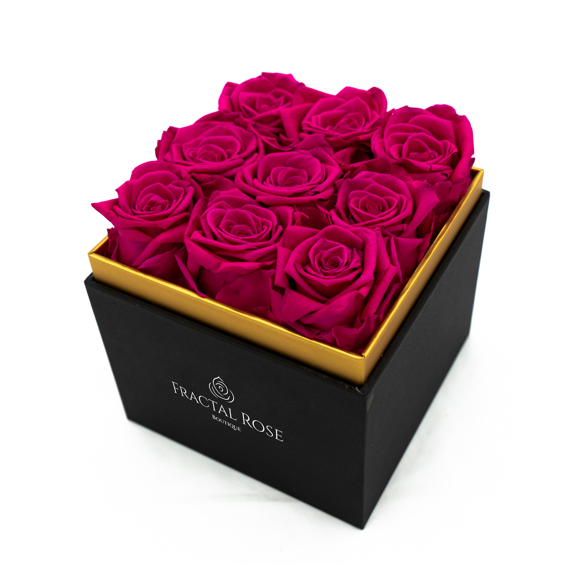 Luxury Preserved Roses - Fractal Box - Square Arrangement - Nine Roses - Exquisite Gift - Lasting Elegance - Fractal Rose Collection