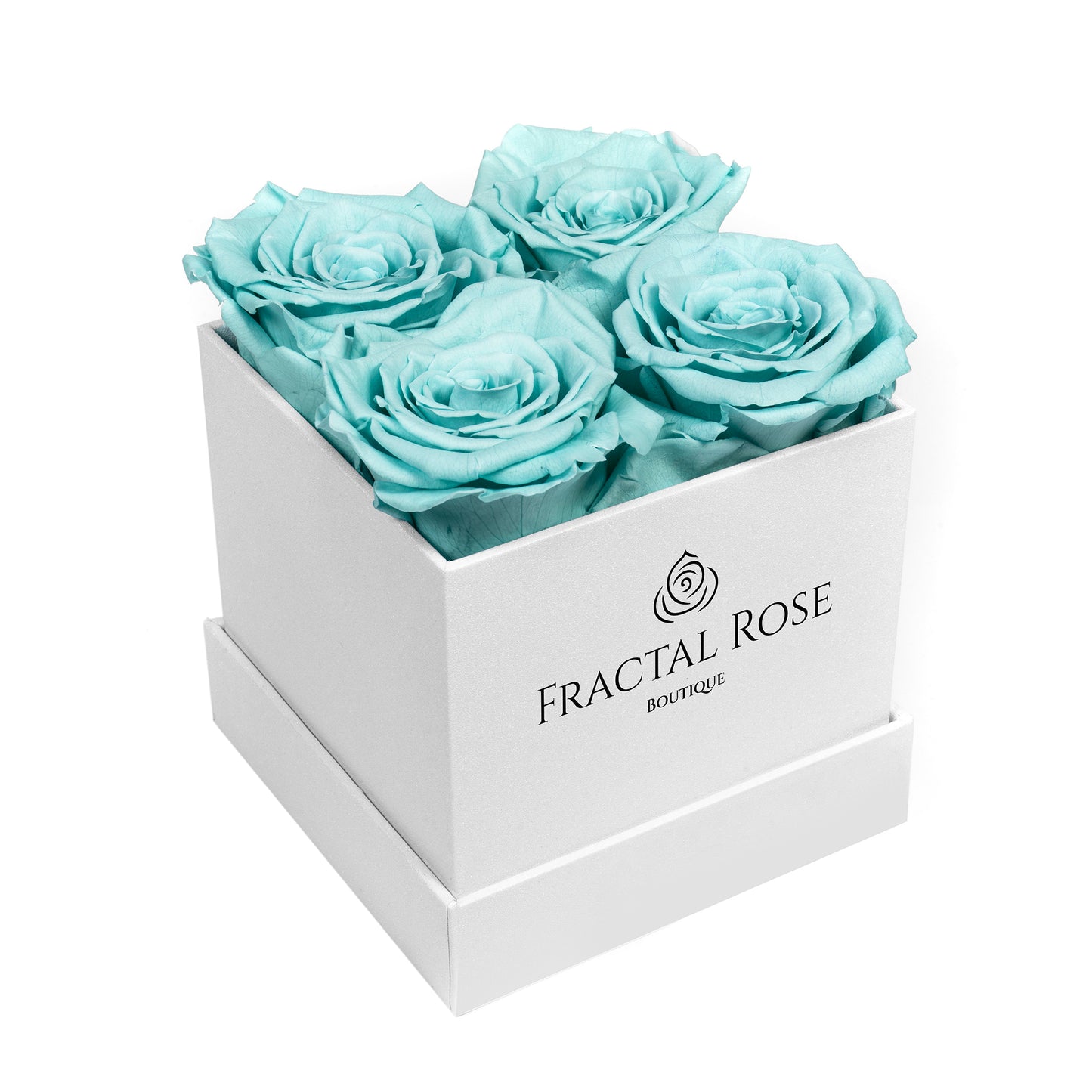 Mini Fractal Box - Modern Square Box - 4 Preserved Roses - Elegance and Charm - Captivating Floral Arrangement - Fractal Rose Collection