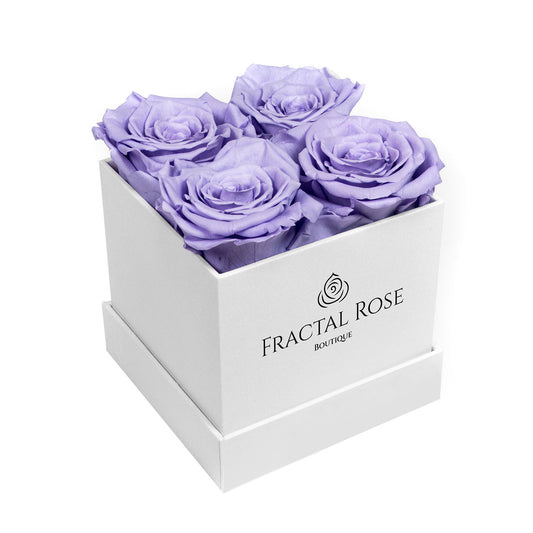 Mini Fractal Box - Modern Square Box - 4 Preserved Roses - Elegance and Charm - Captivating Floral Arrangement - Fractal Rose Collection