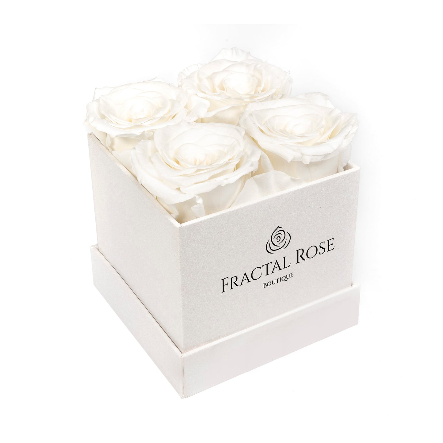 Mini Fractal Box - Modern Square Box - 4 Preserved Roses - Elegance and Charm - Captivating Floral Arrangement - Fractal Rose Collection