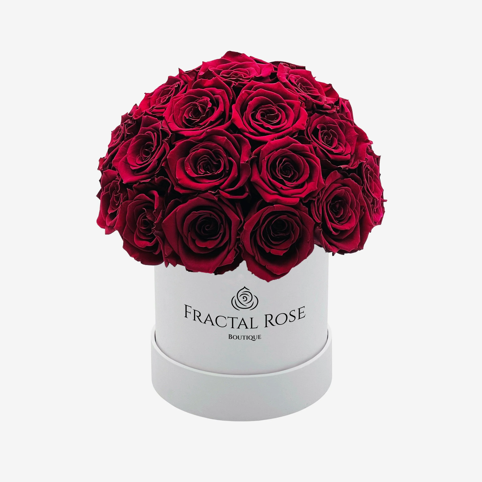 Le Majestic White Box - Luxury Preserved Roses - Circular Box - 20-25 Eternal Roses - Elegance and Grandeur - Opulent Floral Arrangement - Fractal Rose Collection