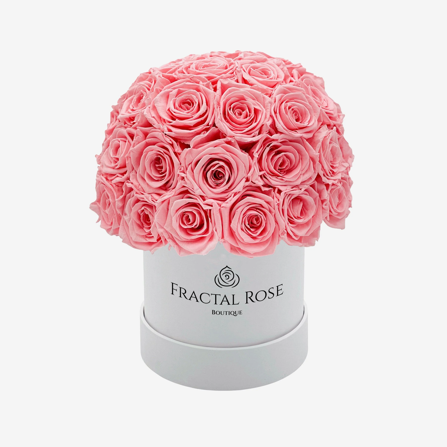 Le Majestic White Box - Luxury Preserved Roses - Circular Box - 20-25 Eternal Roses - Elegance and Grandeur - Opulent Floral Arrangement - Fractal Rose Collection