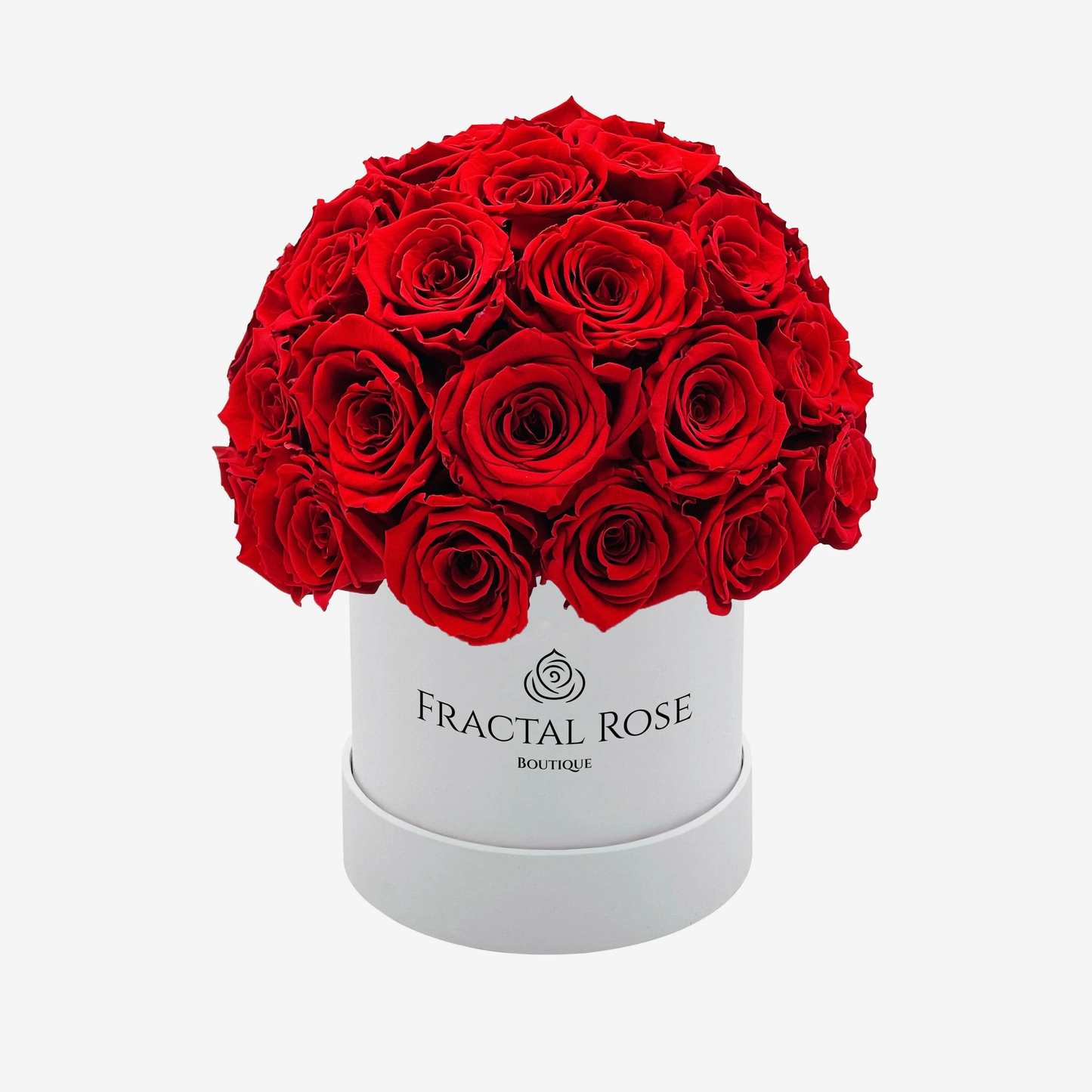 Le Majestic White Box - Luxury Preserved Roses - Circular Box - 20-25 Eternal Roses - Elegance and Grandeur - Opulent Floral Arrangement - Fractal Rose Collection